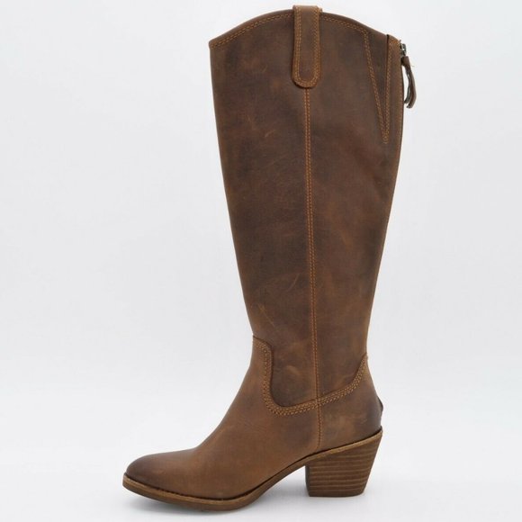 Sofft Womens 6M Atmore Aztec Brown Leather Full Zipper Knee High Riding Boots - Picture 5 of 11